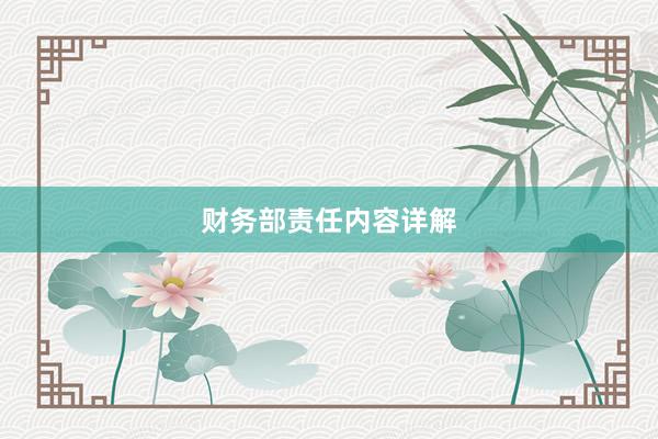 财务部责任内容详解